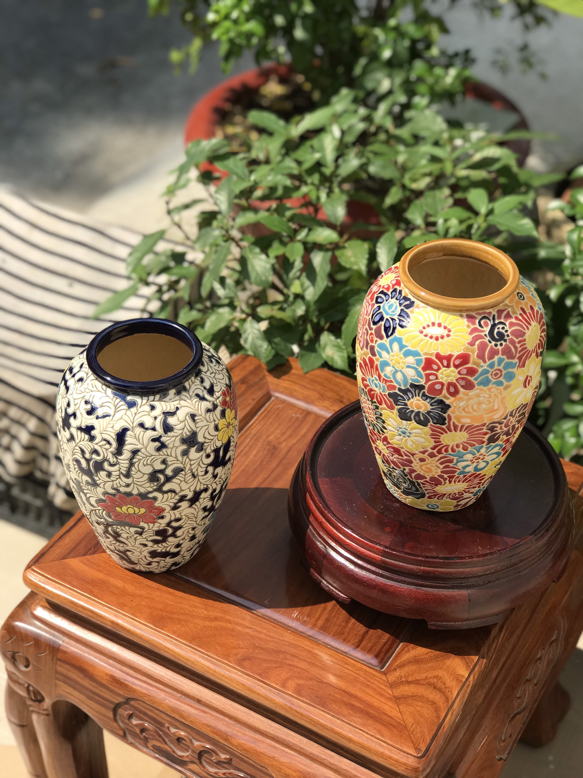 Bình bách hoa và dây lá gốm sứ biên hòa 22cm
