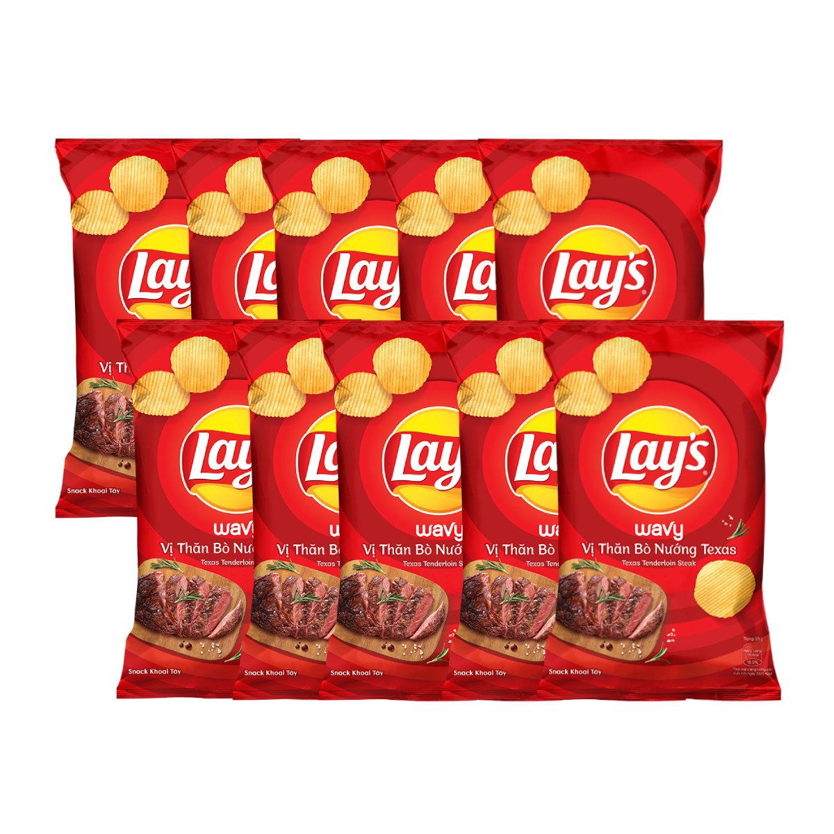 Bịch 10 gói bánh snack khoai tây lay's 28g/gói