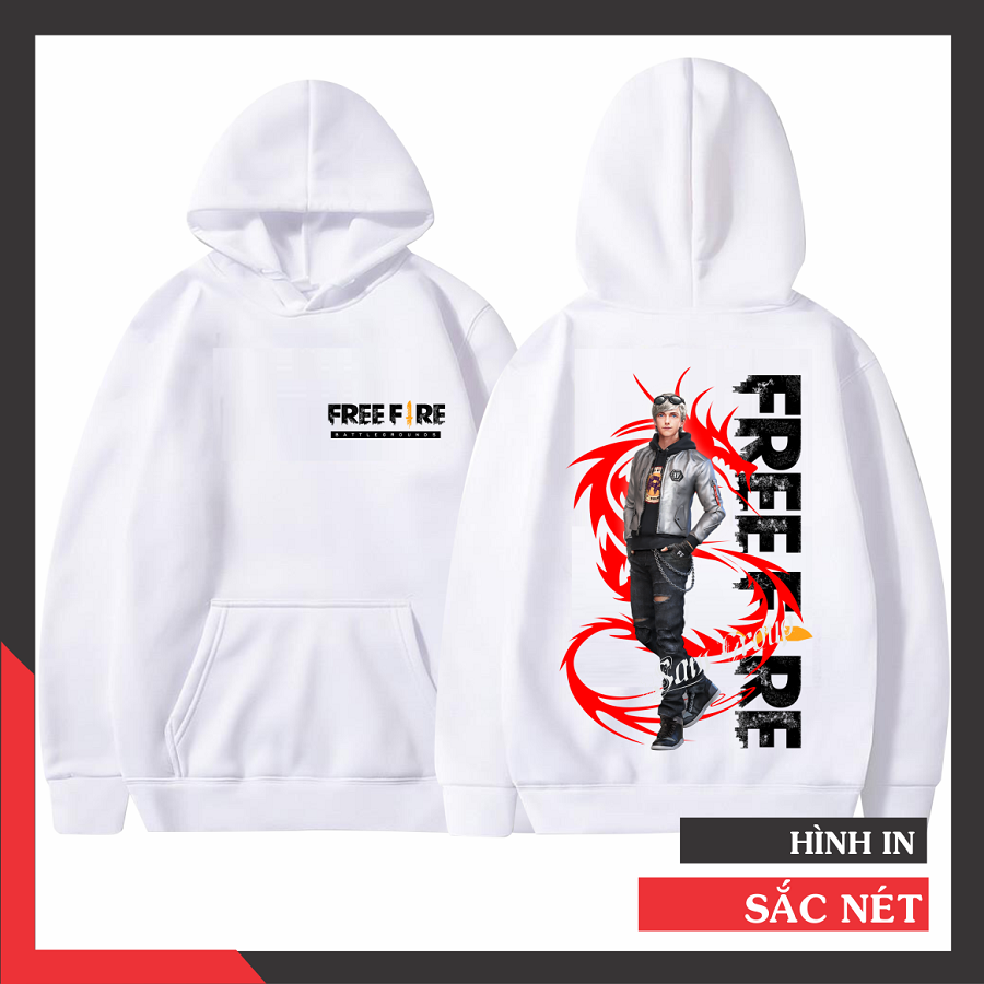 Áo Hoodie Free Fire Nỉ Màu Trắng Dầy Dặn Maxim FF