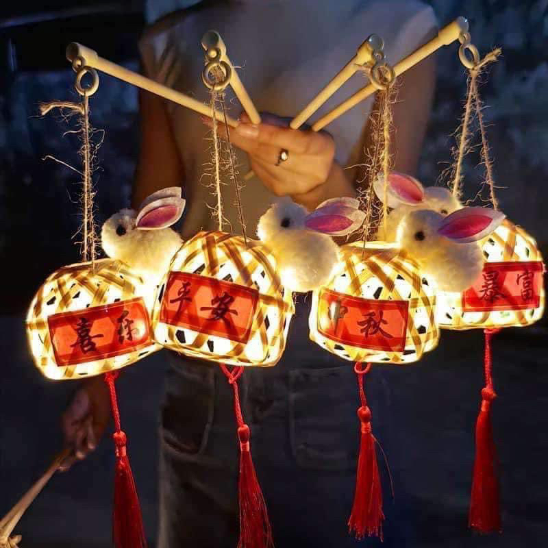 Lồng Đèn Thỏ Khung Tre, Đèn Lồng con Thỏ