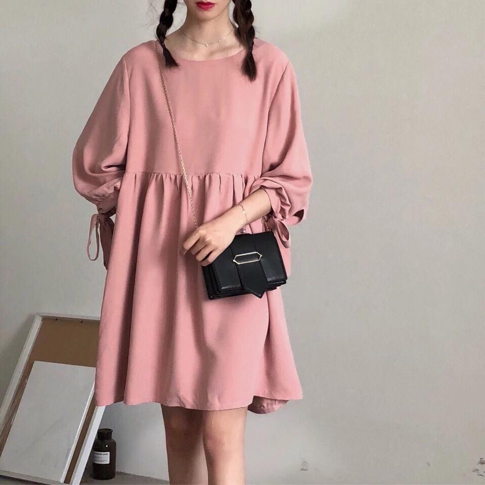 Đầm thắt nơ tay dễ thương