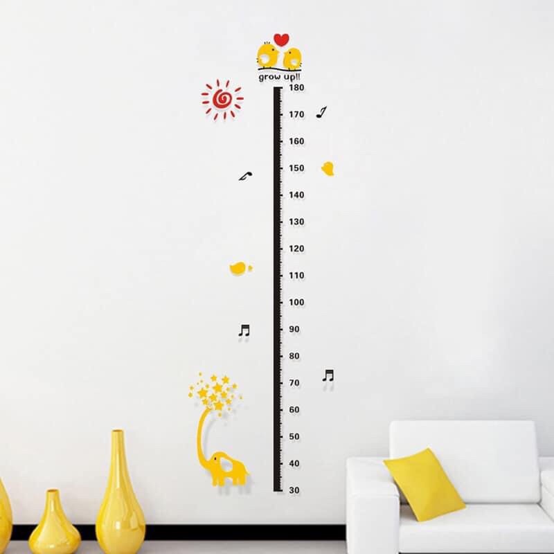 Tranh dán tường Mica 3D bóng nổi Đo chiều cao cho bé