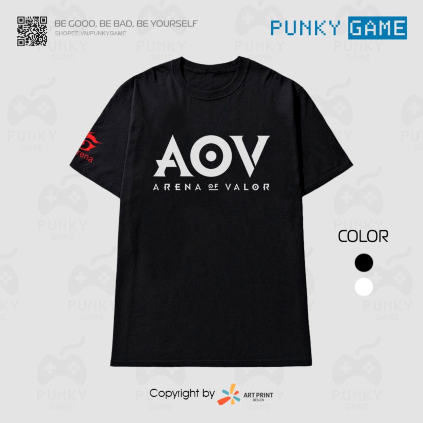 Áo thun Liên Quân Mobile (AOV) Logo (Black/White) ngắn tay