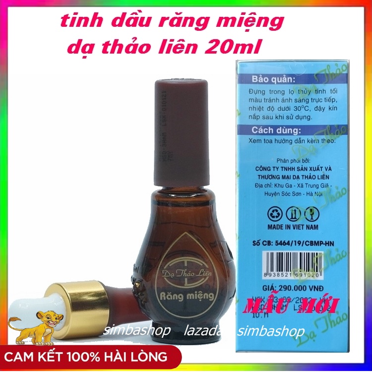 tinh dầu răng miệng dạ thảo liên lọ 20ml