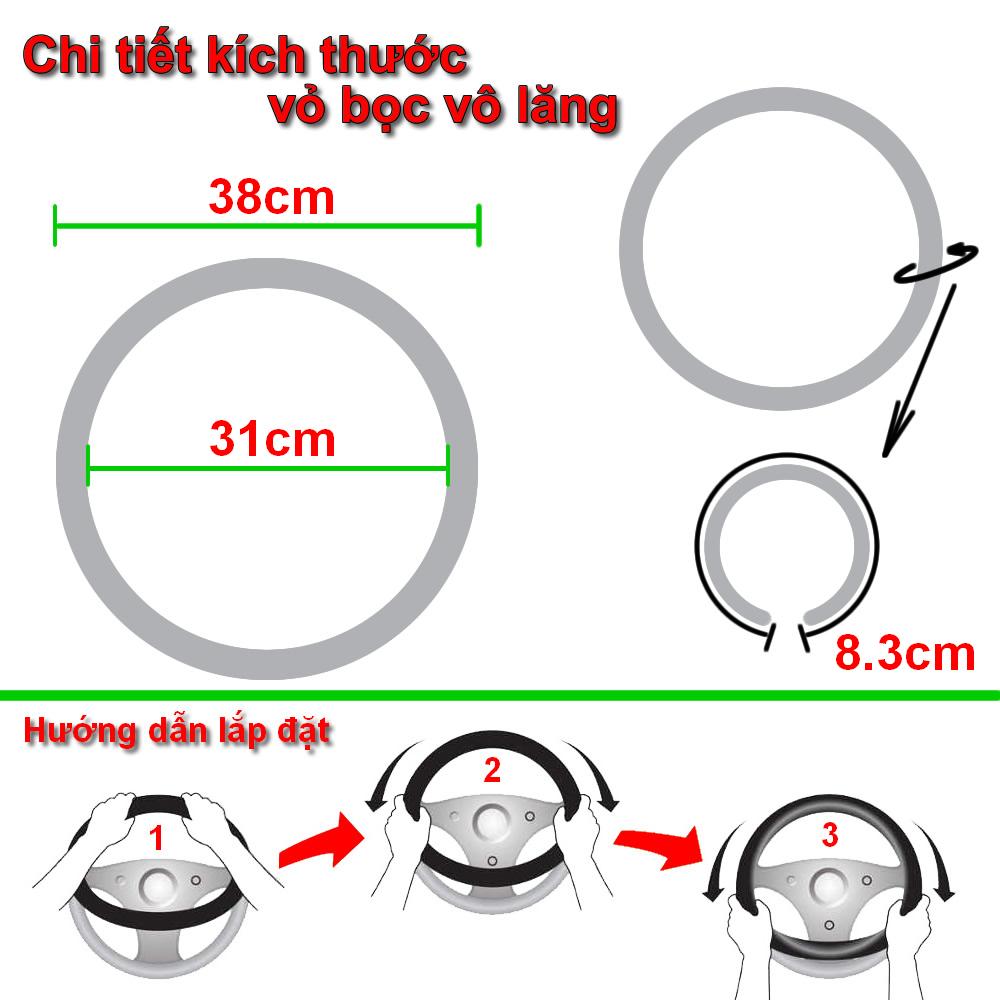 Bọc Vô Lăng Da Thật - Bọc Vô Lăng Vân Cacbon Đỏ, Đen - Bọc Vô Lăng Da Cao Cấp AROCA