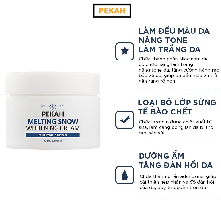 Kem Dưỡng Trắng Nâng Tone Da PEKAH Melting Snow Whitening Cream 50ml