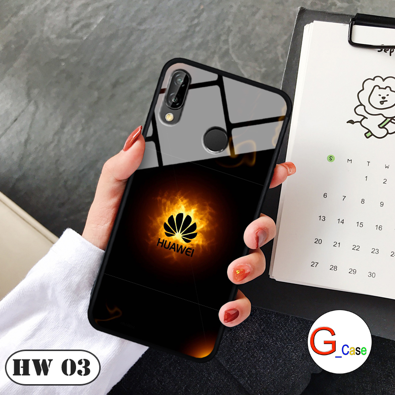 Ốp lưng HUAWEI NOVA 3E - lưng kính in logo hãng điện thoại