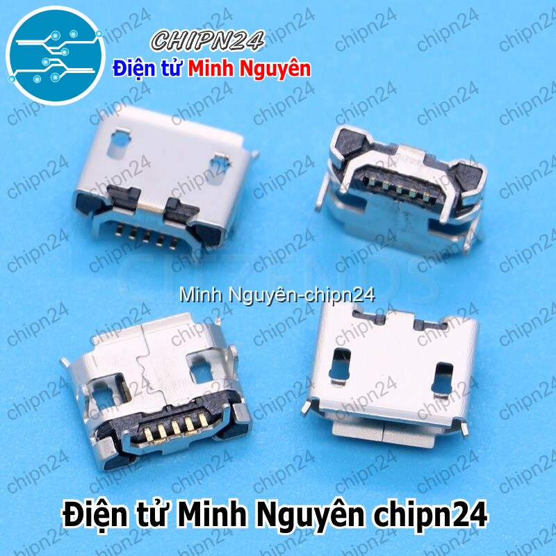 [4 cái] Đầu Micro USB V5 (Đầu Jack USB Hàn Board) - HH005532