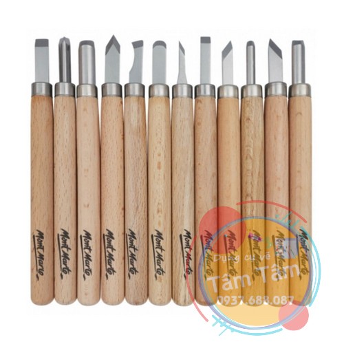 Bộ Dao khắc gỗ Mont Marte 12 cây trong hộp nhựa