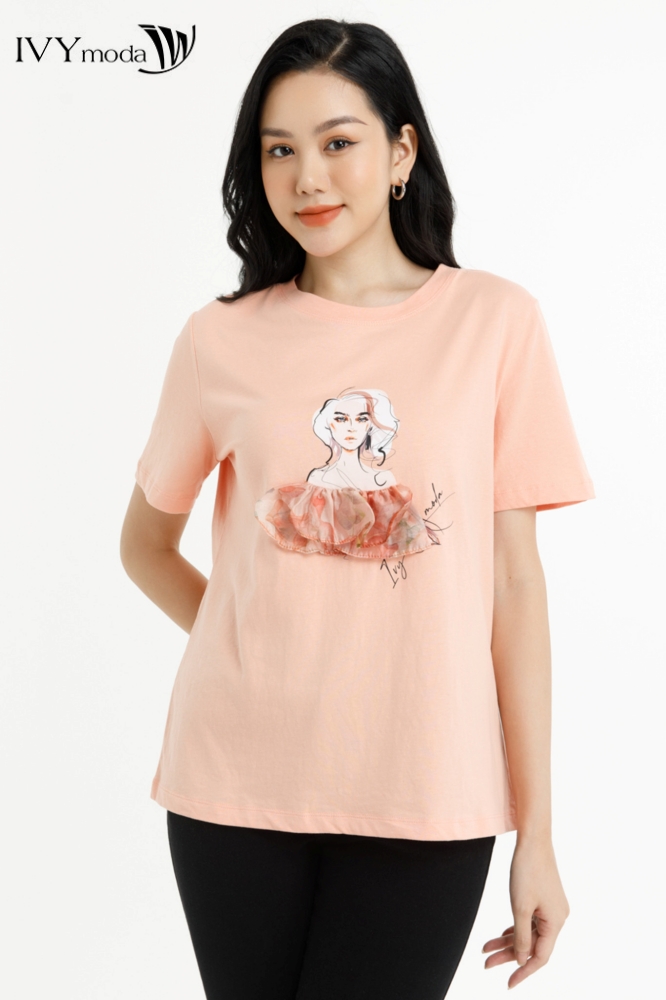 Áo thun họa tiết nổi IVY moda MS 57M7734