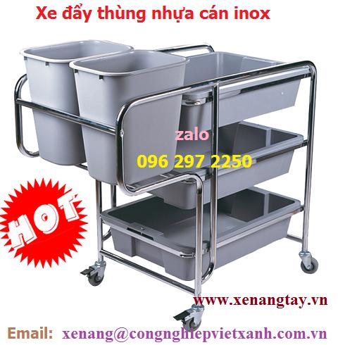 [HCM]Xe thu dọn thức ăn cán inox
