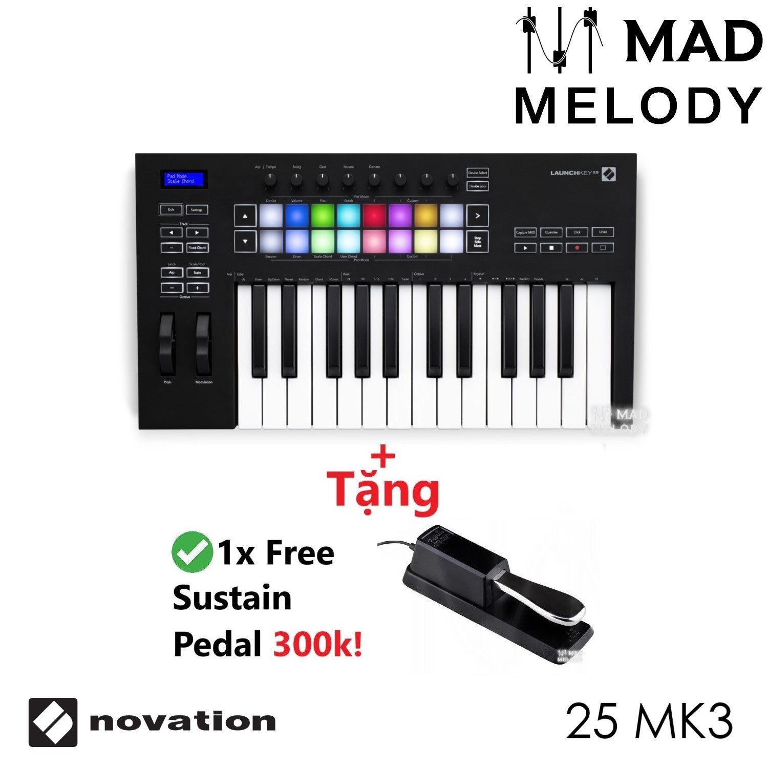 Novation Launchkey 25 MK3 USB MIDI Controller [đàn soạn nhạc 25 phím Launchkey thế hệ 3 mới nhất NEW]