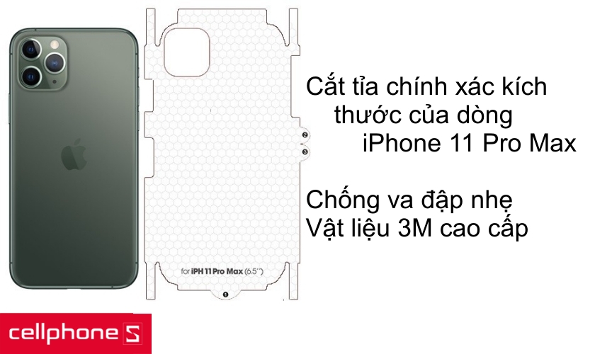 Miếng Dán PPF Mặt Sau Cho iPhone 11 Pro Max, Dán Lưng iPhone