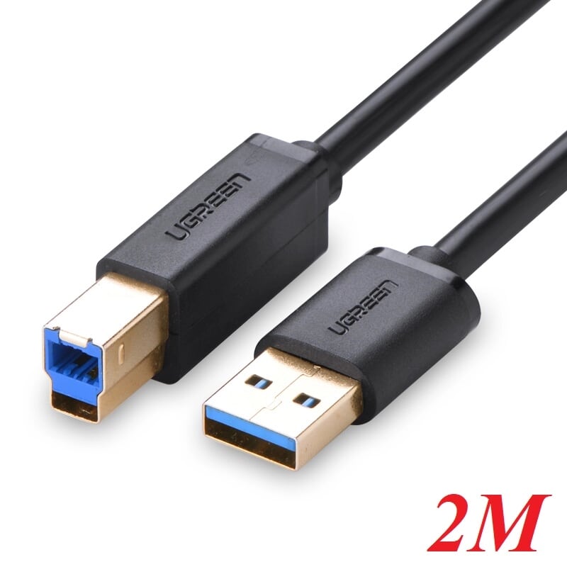 Ugreen 10372 2m màu đen cáp usb 3.0 sang usb b 3. 0 máy in đầu mạ vàng us210