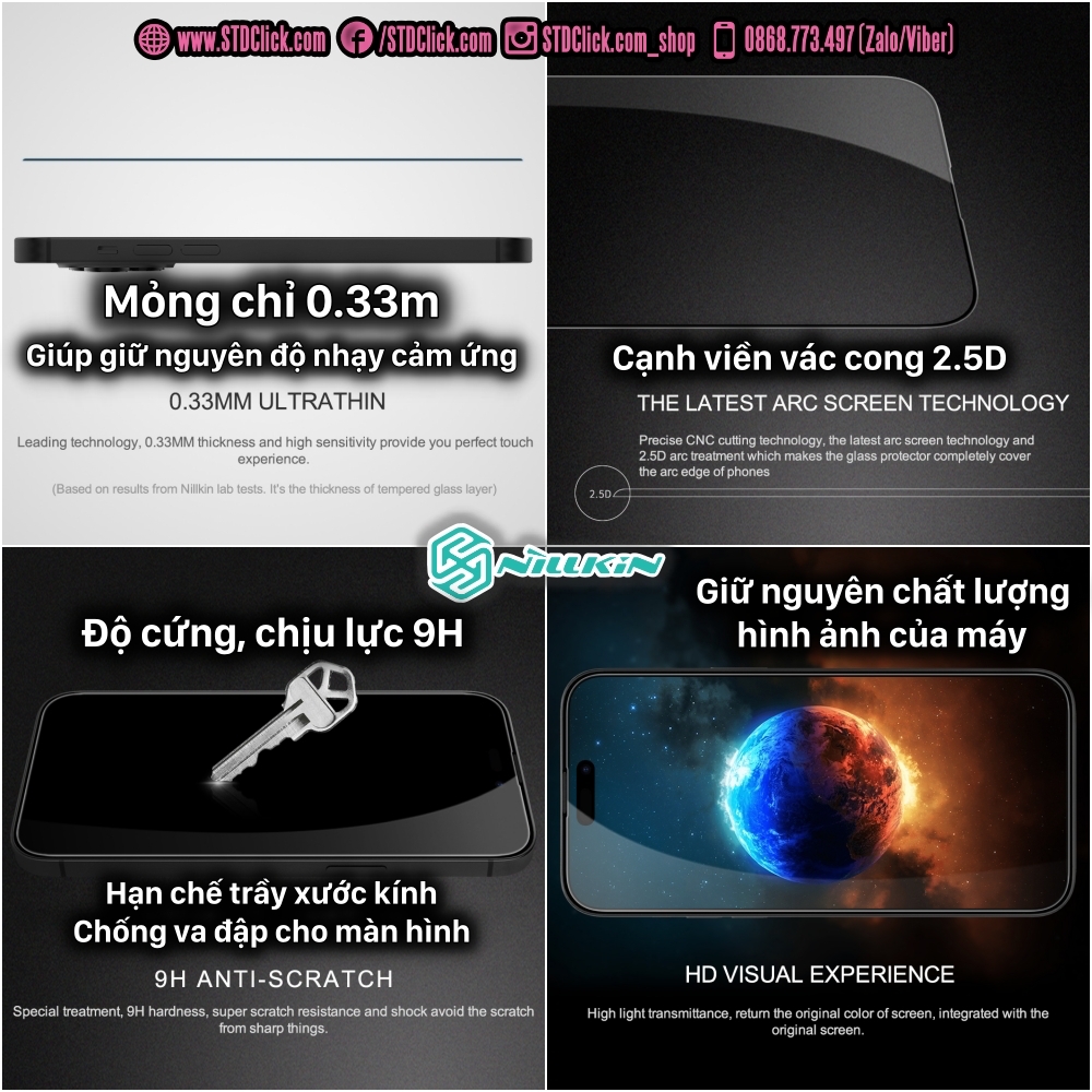 KÍNH CƯỜNG LỰC IPHONE 14 PRO MAX NILLKIN CP+PRO 2.5D CHÍNH HÃNG