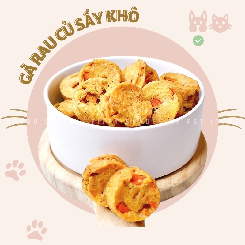 Treat Bánh Thưởng Cho Chó Mèo Phi Lê Gà Trộn Rau Củ Sấy Khô DOGGOSTYLE Homemade Không Chất Bảo Quản 50G 100G