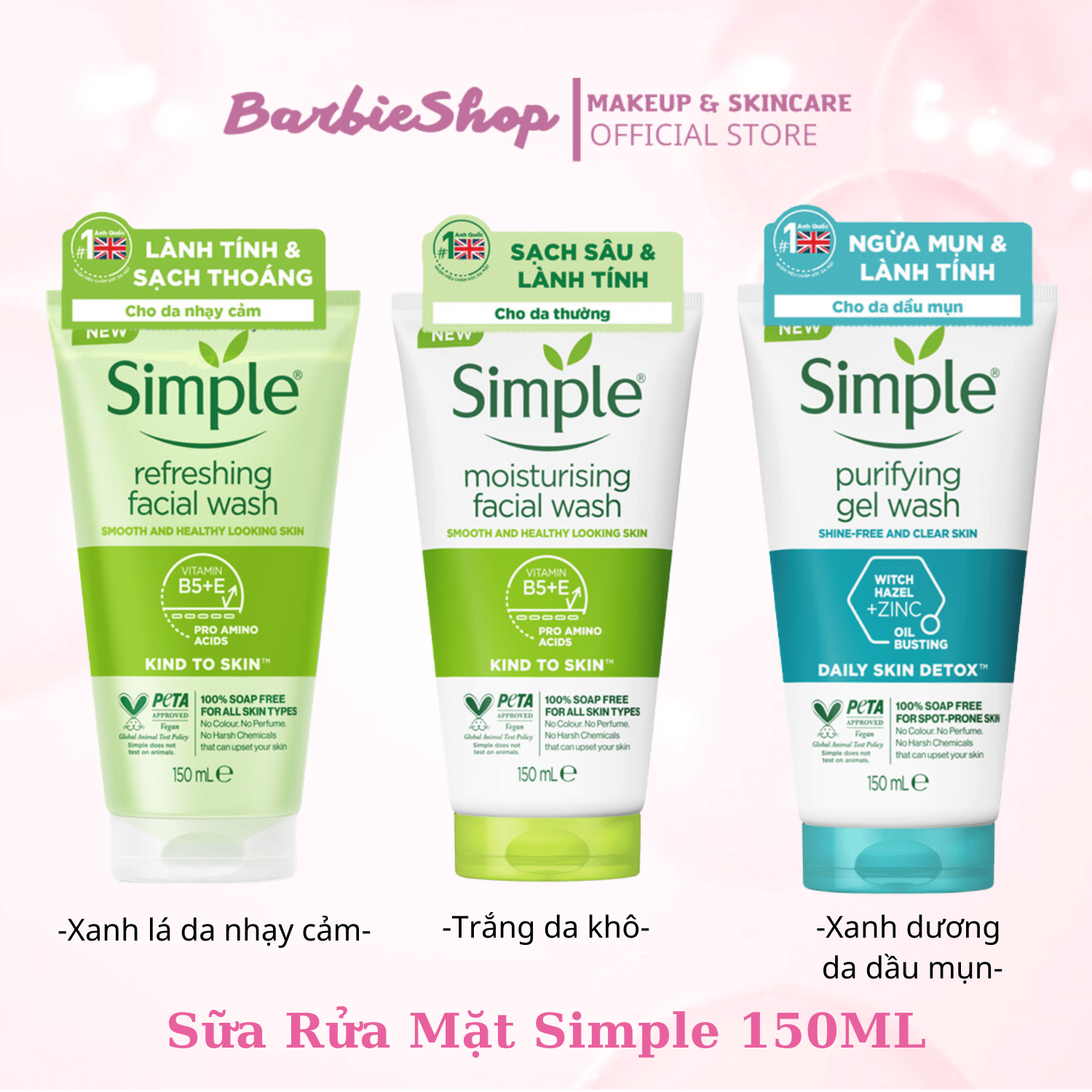 Sữa Rửa Mặt Simple Refreshing Facial Wash [150ml - 50ml]