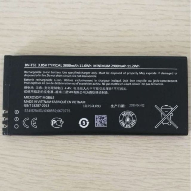 Pin xịn microsoft Lumia 950 (bv-t5e) dung lượng 3000mah bh 6 tháng đa dạng mẫu mã chất lượng sản phẩm đảm bảo và cam kết hàng đúng như mô tả