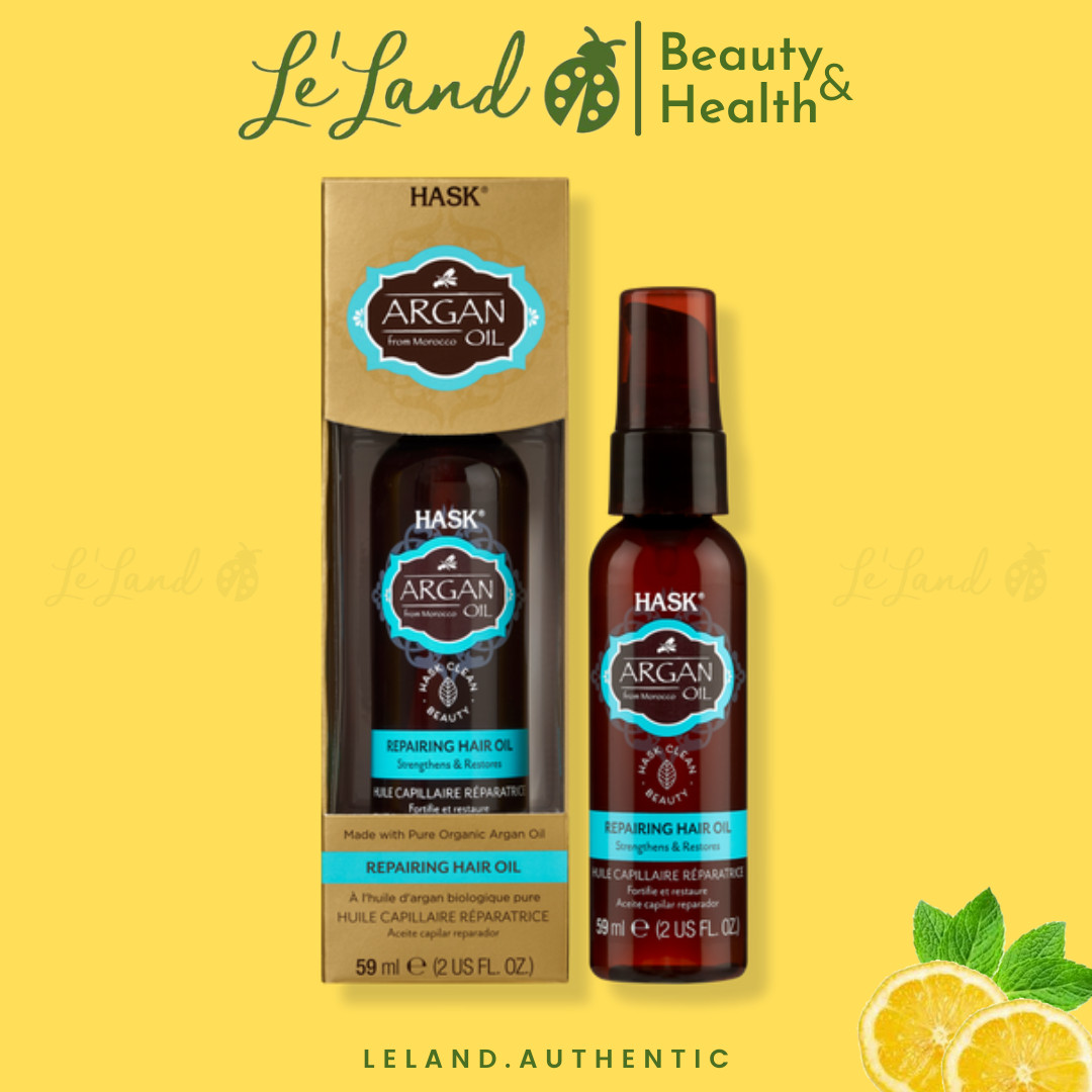 Tinh chất Hask Argan Oil phục hồi và bóng tóc khô xơ chẻ ngọn làm dày tóc 59ml - Leland