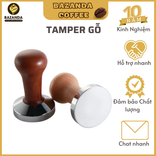 Tay nén bằng gỗ inox cục nén pha cà phê tamper 58mm