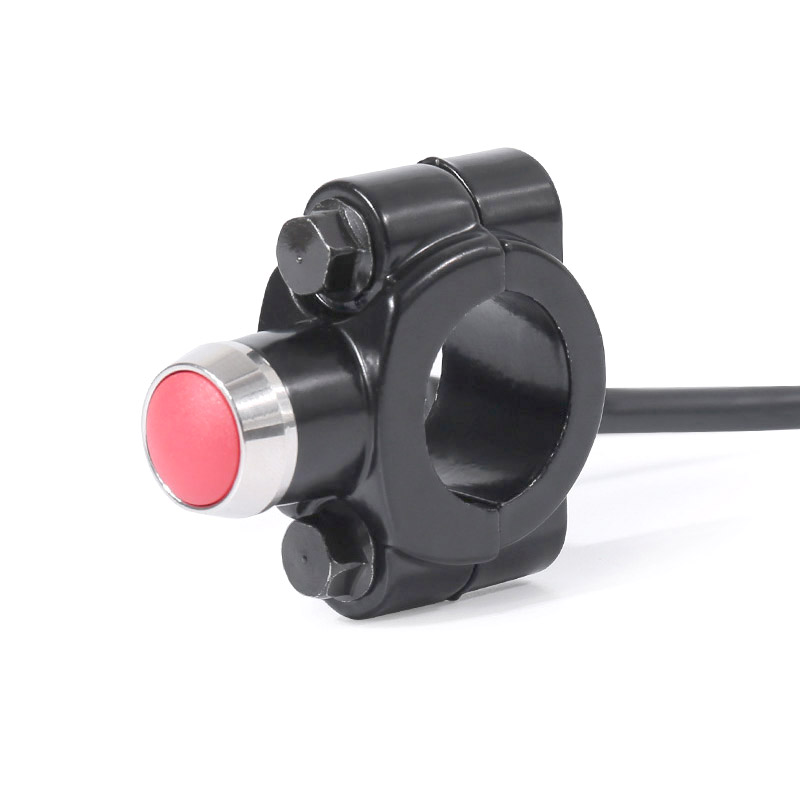 [HCM]Công Tắc Nút Tròn Đỏ Viền Inox Gắn Ghi Đông [ Nhấn Giữ ]