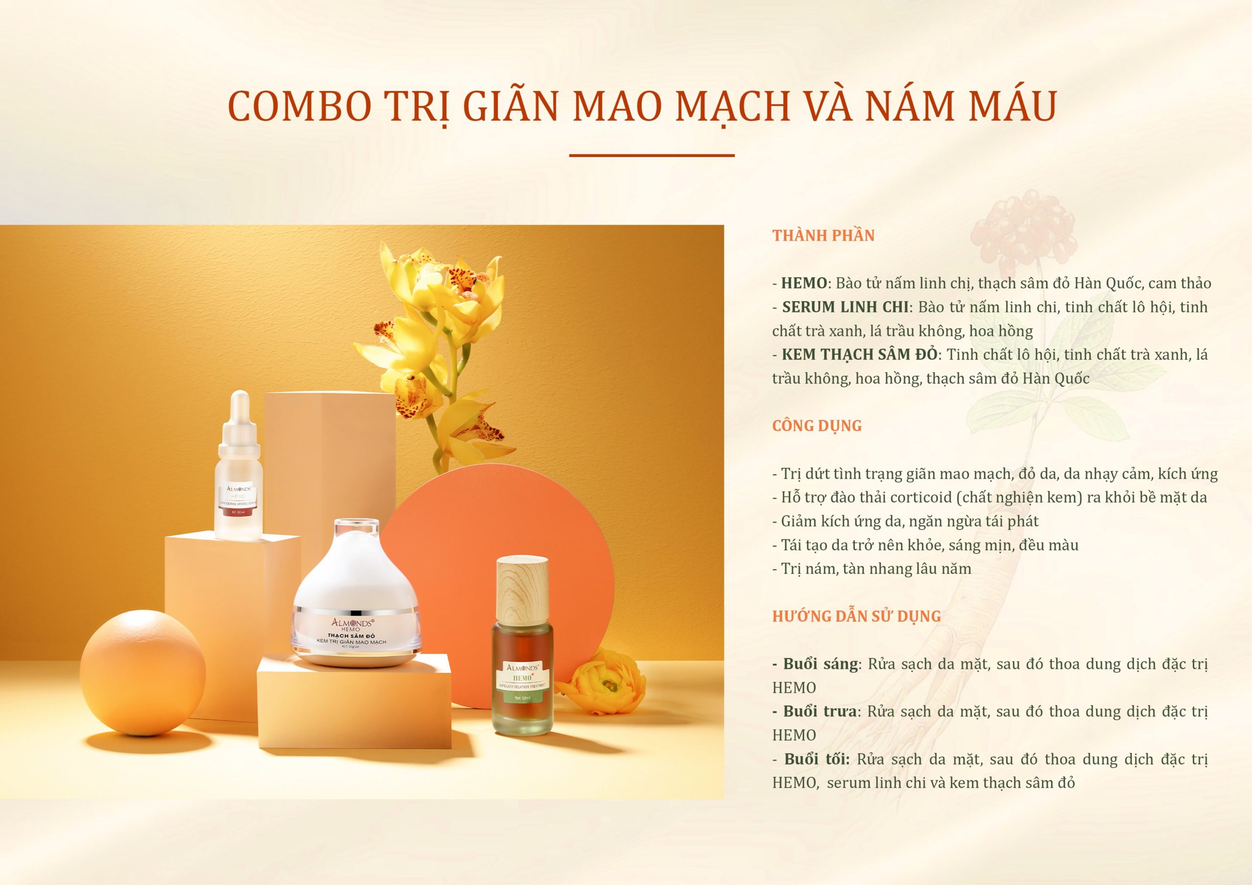 Kem  giãn mao mạch thạch sâm đỏ- HEMO ALMONDS 30g