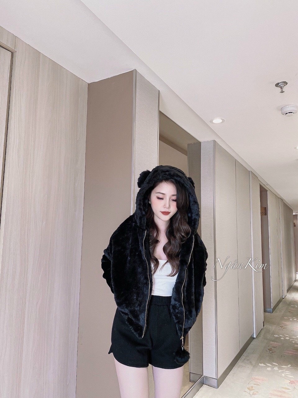 Áo khoác bông tai gấu cute