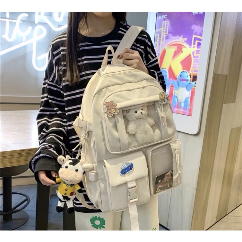Balo hộp phối mica ba túi- bl09- vừa a4
