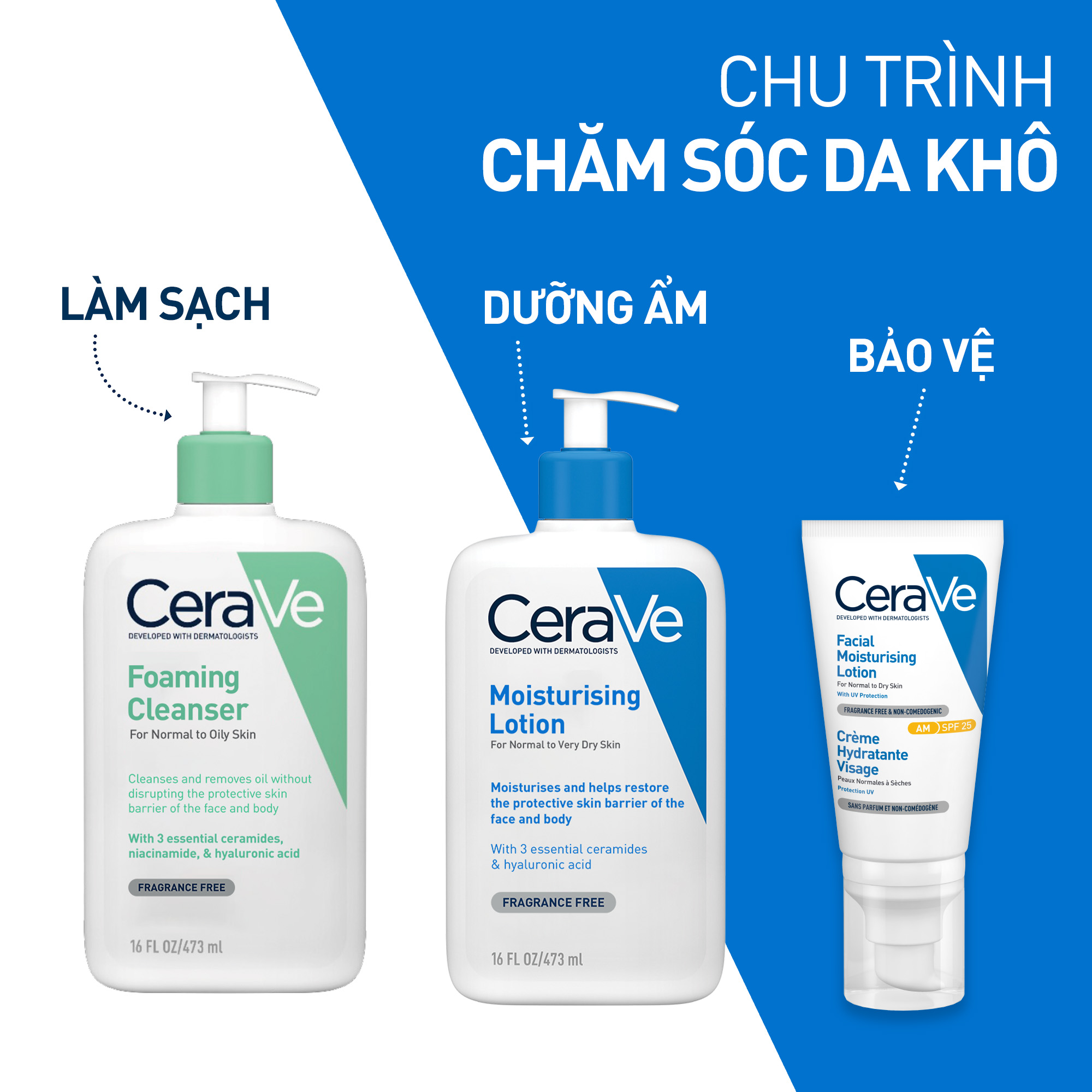 Bộ đôi sữa rửa mặt CeraVe dành cho da dầu Foaming Cleanser 473ml