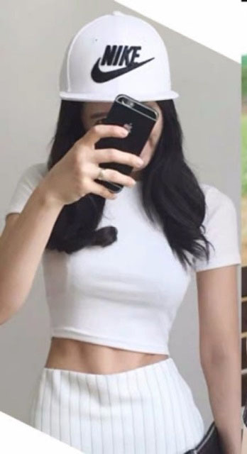Áo croptop thun gân cộc tay