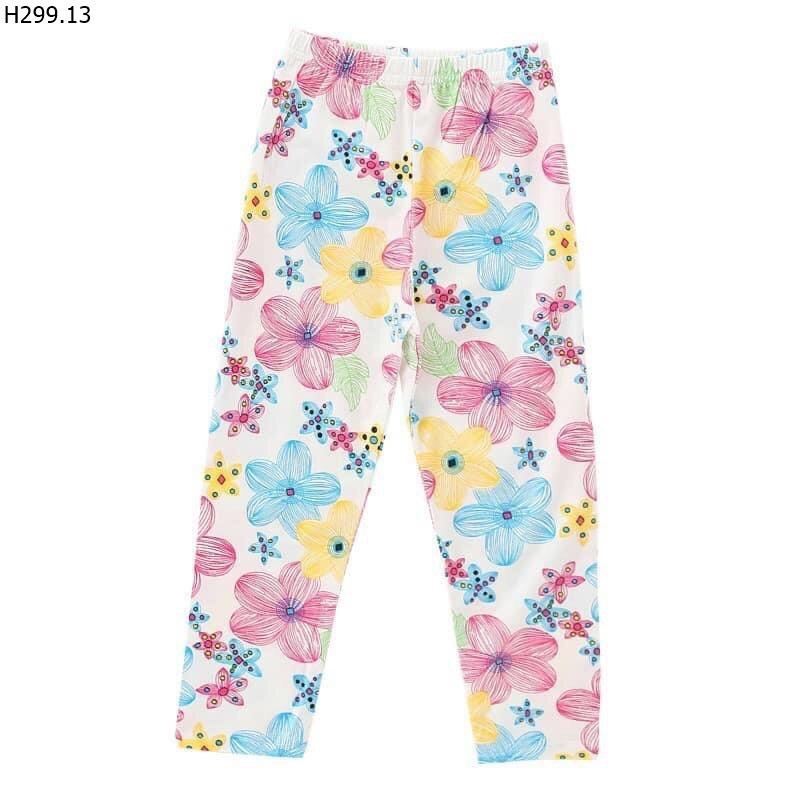 [HCM]Quần Legging Thun Hoa Văn Bé Gái Size 12-33kg