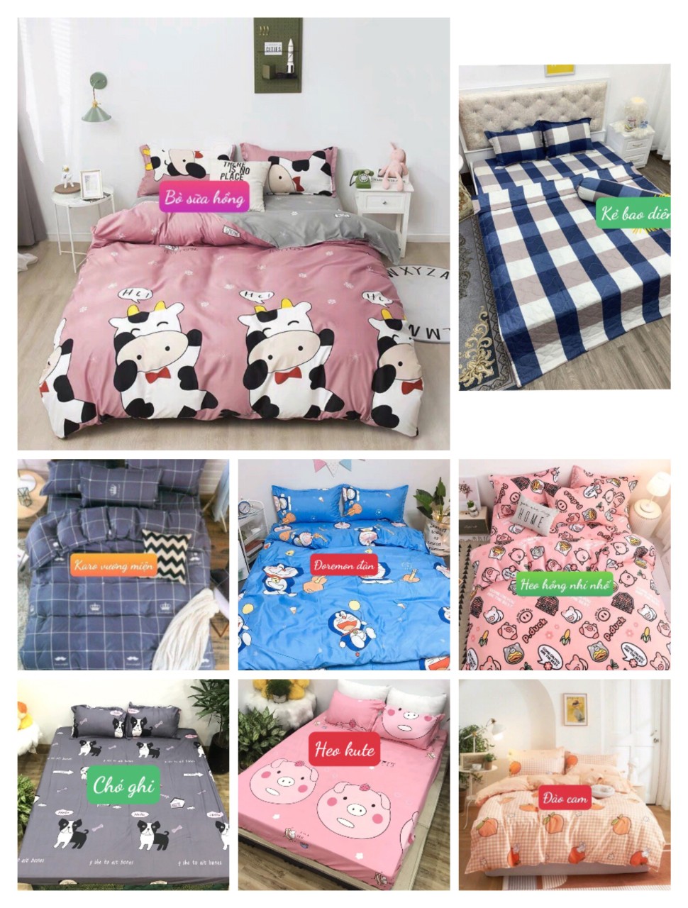 [HCM][Ga gối]Bộ ga gối 3 món 10cm 15cm 20cm đủ kích thước