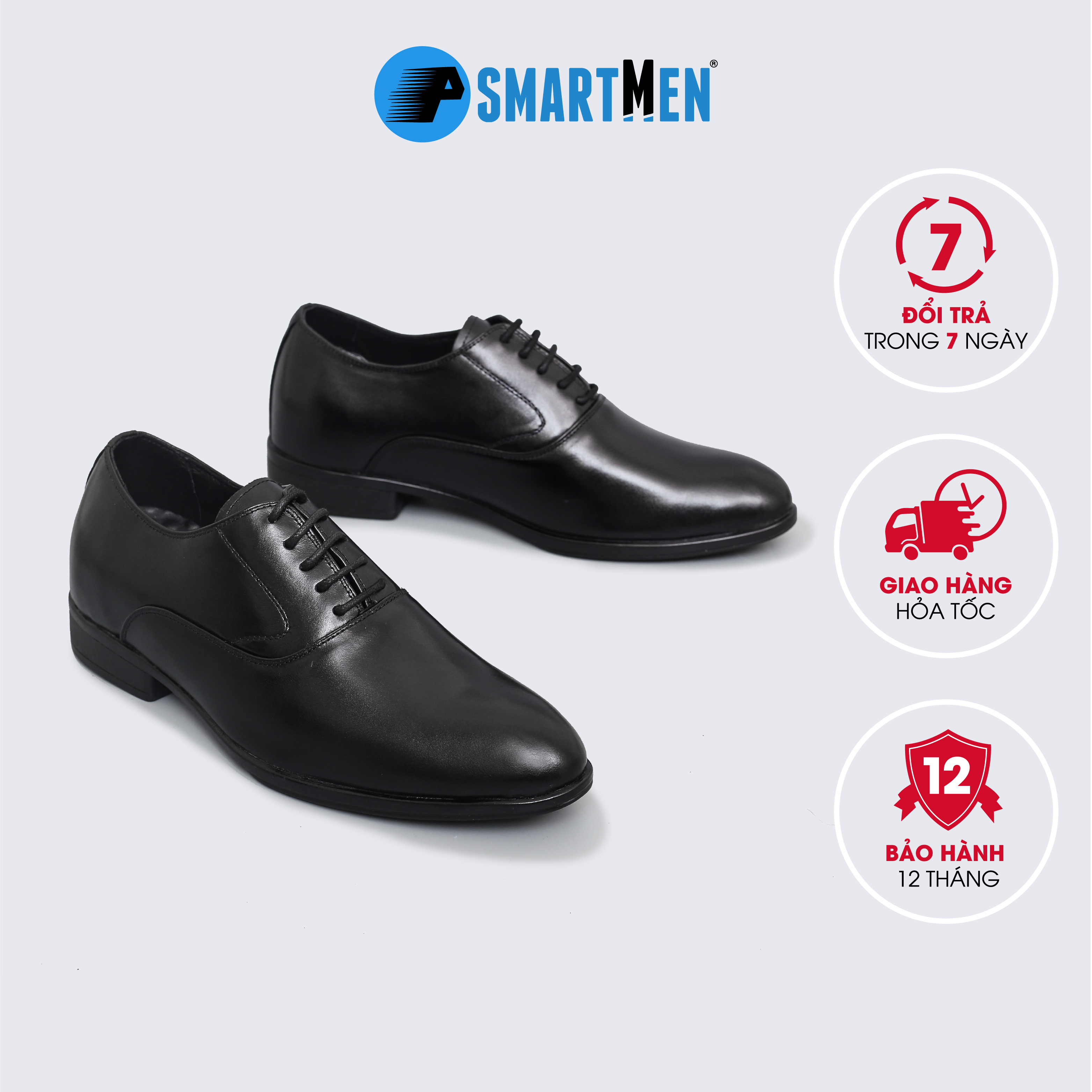 Giày Công sở Tăng chiều cao SMARTMEN GC-08 Đen