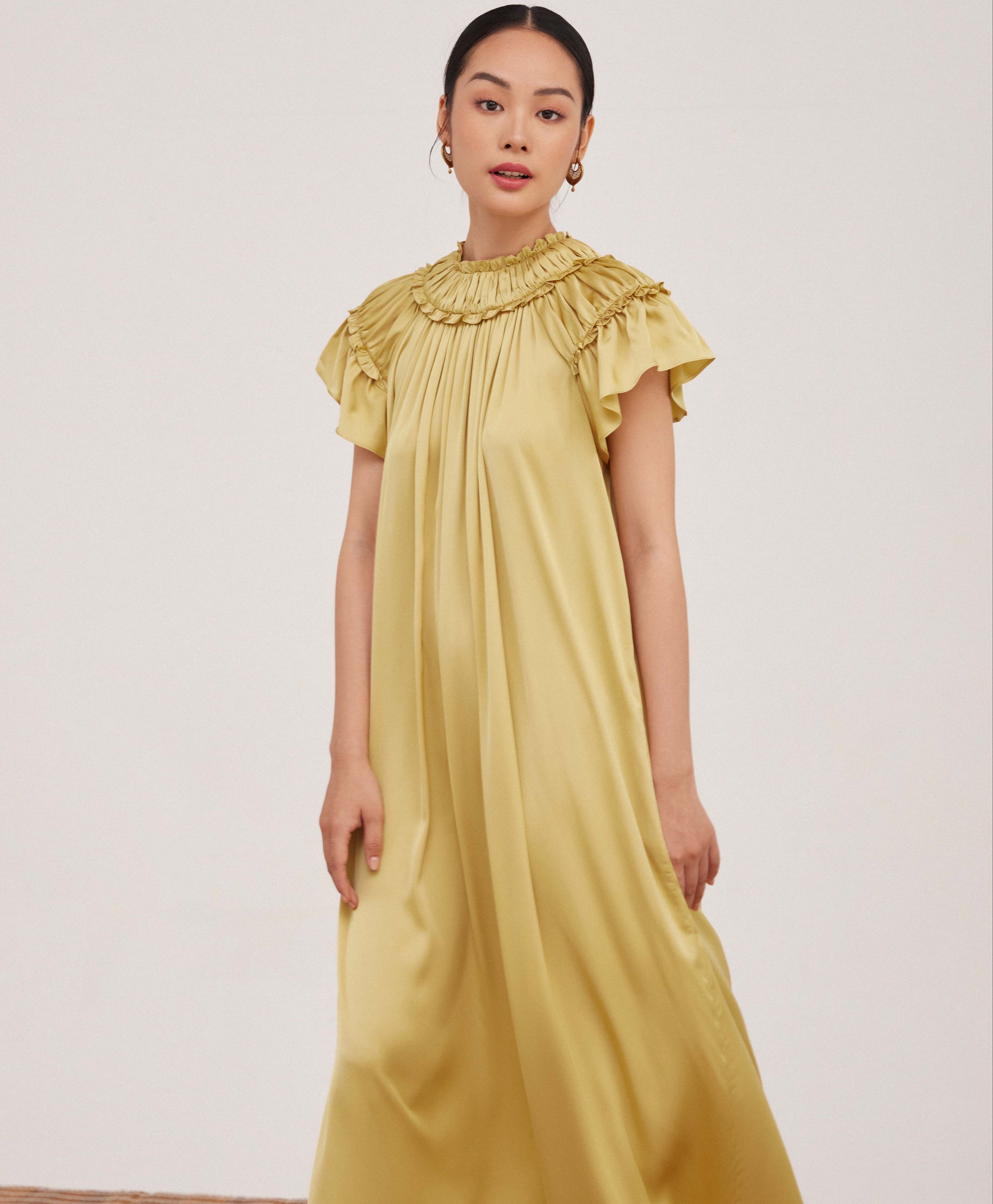 Đầm lụa dài Mauve Queen dress