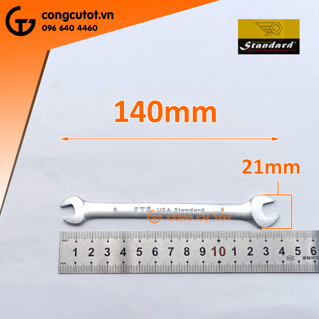 Cờ lê 2 đầu vòng miệng Standard 8-9mm
