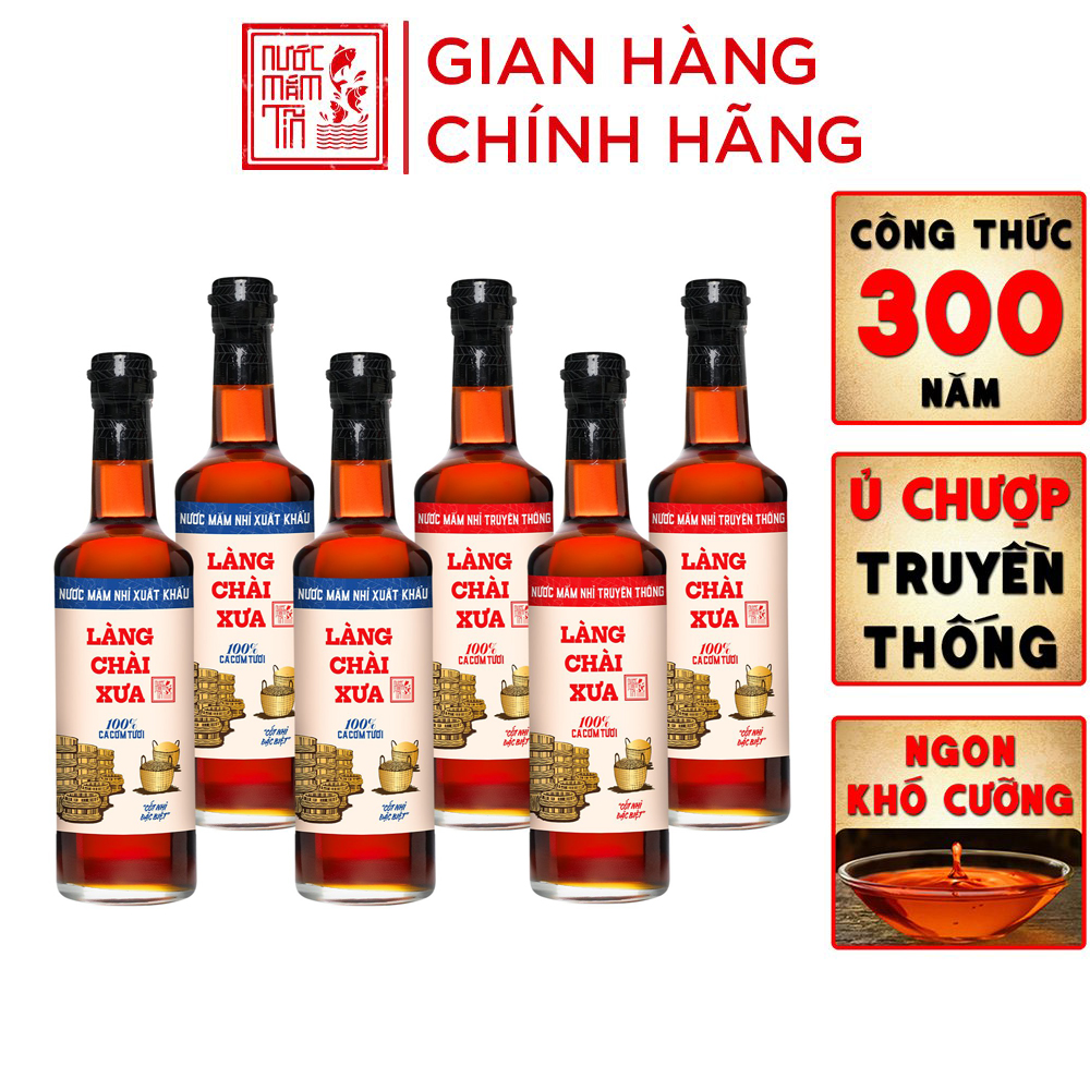 THÙNG 6 CHAI nước mắm nhỉ Làng chài Xưa xuất khẩu nhãn xanh thủy tinh 500ml cốt nhỉ đặc biệt vị dịu nhẹ gu Việt Kiều giới trẻ thành thị