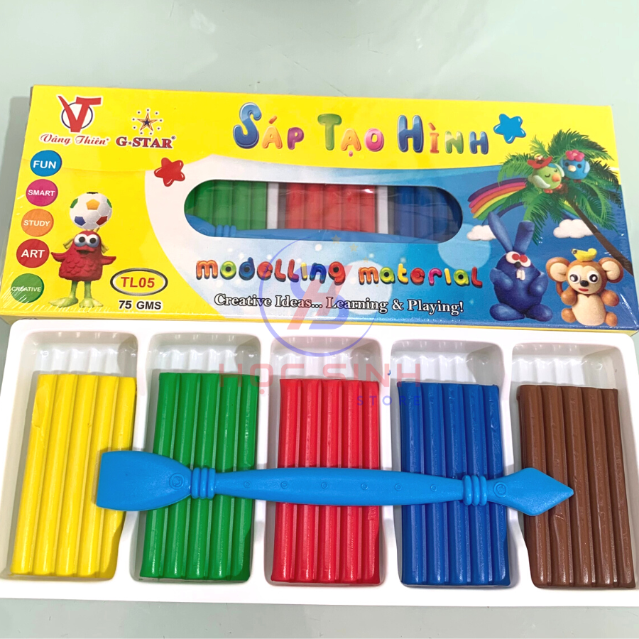 Hộp 5 Màu Đất Nặn Thái Lan Dạng Sáp Tạo Hình Hiệu G-Star TL05 - Không Chứa Hóa Chất Độc Hại - Đồ Chơi