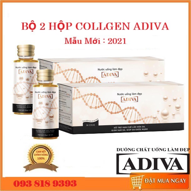 HCMCombo 2 Hộp Nước Uống Làm Đẹp Collagen ADIVA Hộp 14 lọ x 30ml