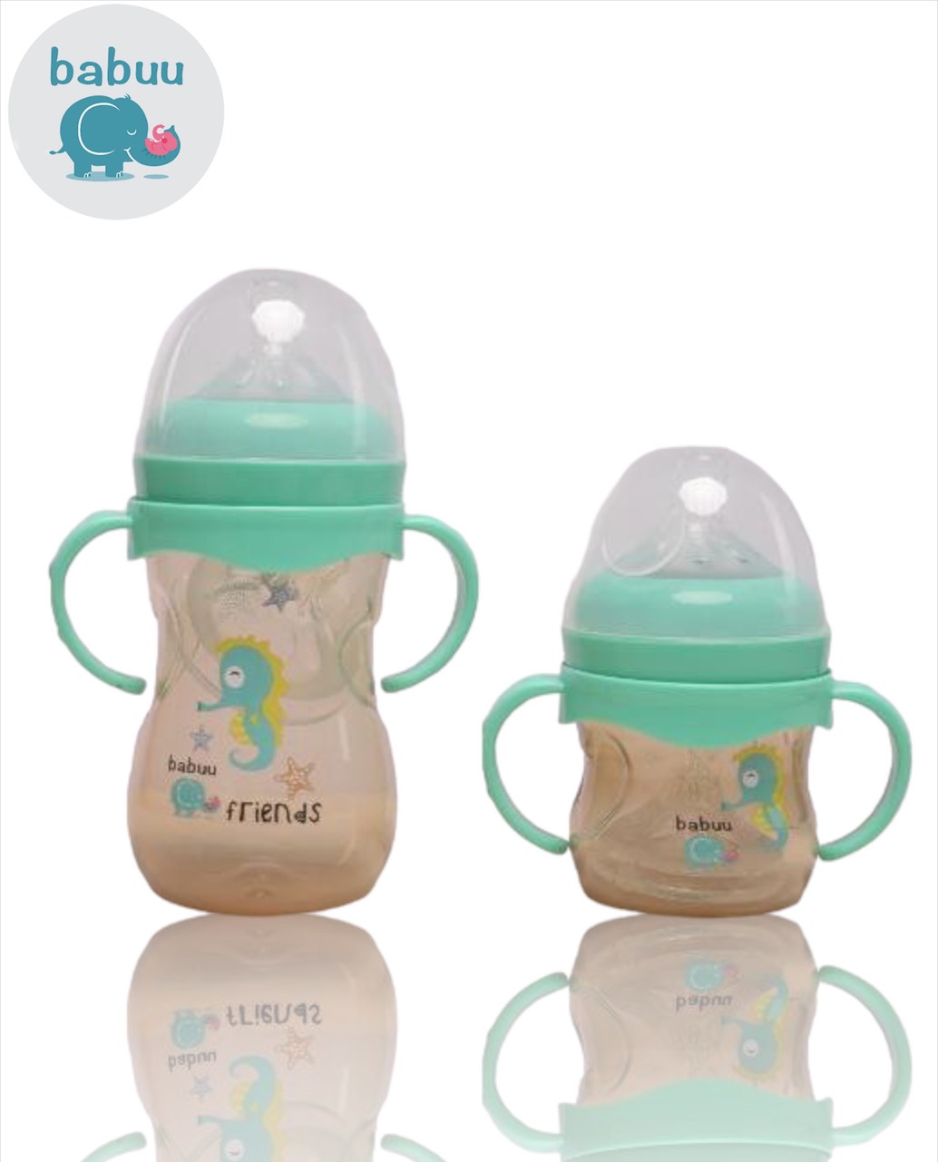 Tặng 01 núm ti sơ cua - bình sữa ppsu cổ rộng quai cầm babuu baby 120ml/240ml