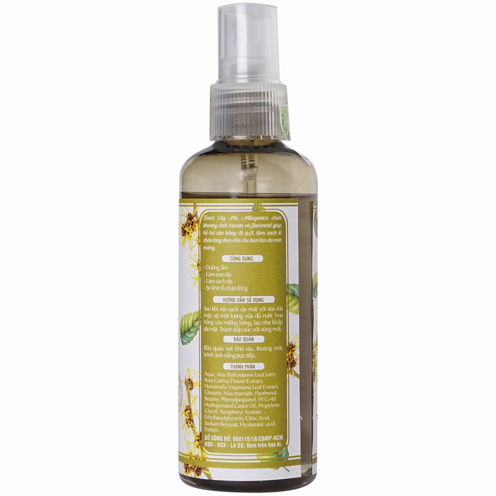 Toner Milaganics Witch Hazel Giảm Mụn Sạch Da Cây Phỉ 100ml