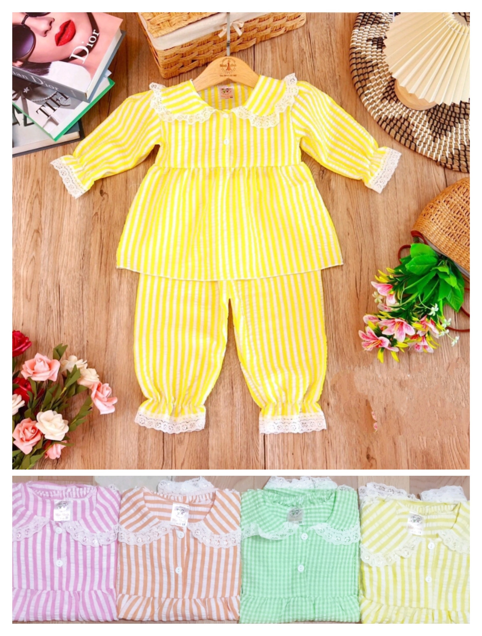 Bộ Tơ Xốp Tay Dài Tiểu Thư Bé (12-16kg)