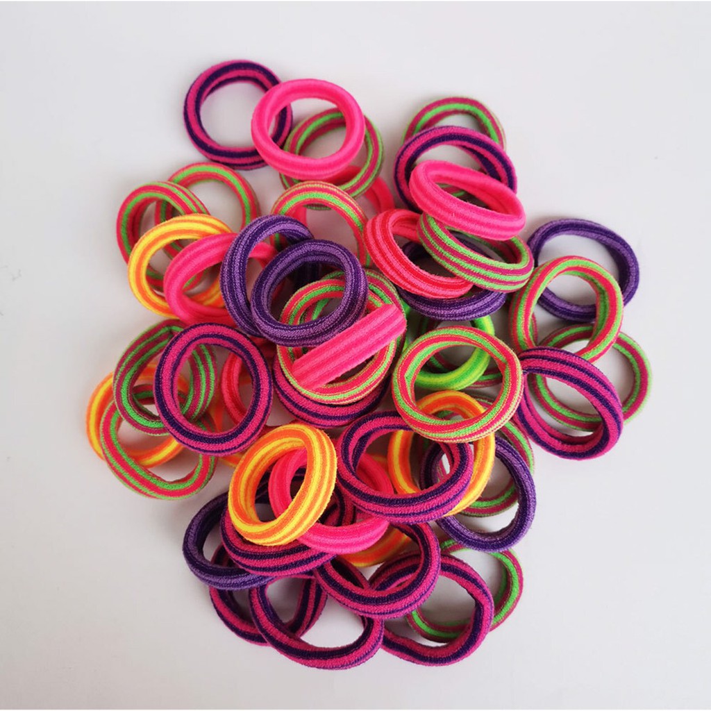 Set 50 Chun Tóc Thun Trơn Cho Bạn Gái. Chun Buộc Tóc Cho Con Gái Xinh, Dây Buộc Tóc Đẹp Và Rẻ