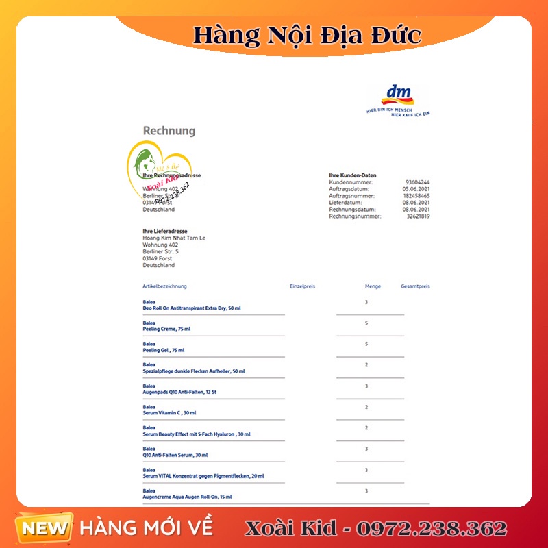 [Hàng nội địa Đức Đủ Bill]Tẩy da chết mặt Balea 75ml