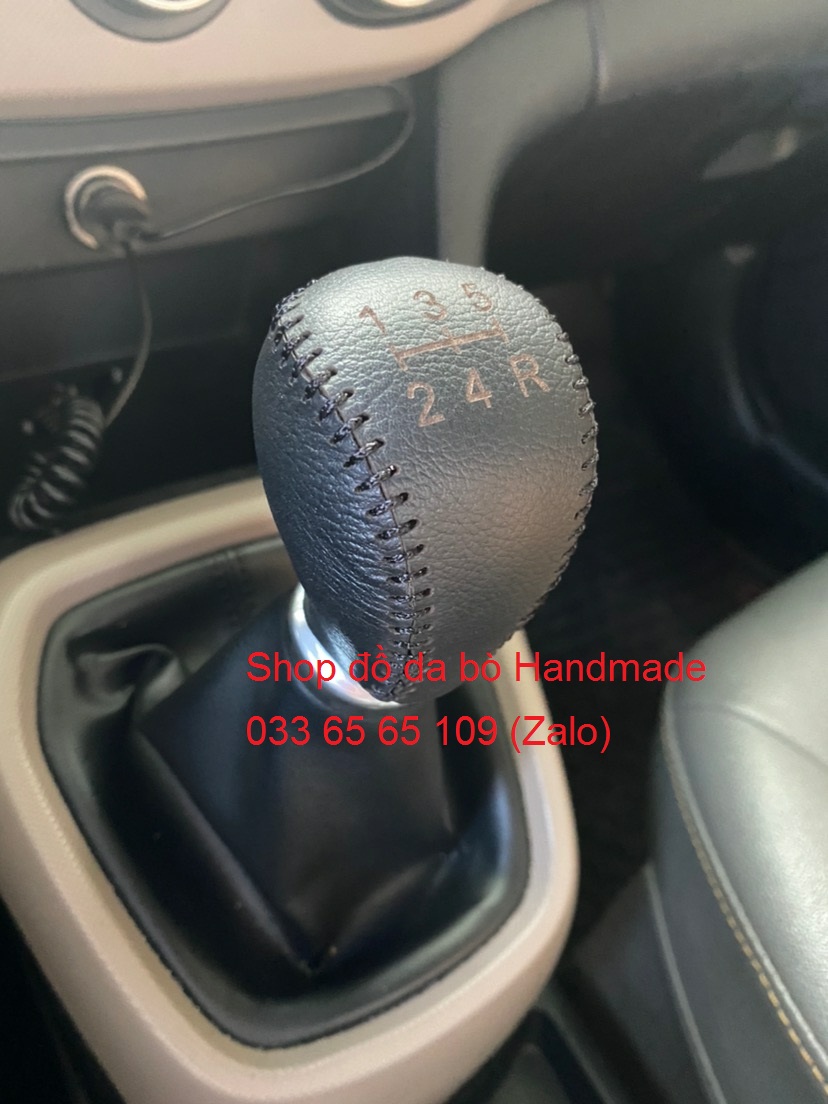 Bọc da cần số xe Hyundai I10 số sàn bằng da bò thật