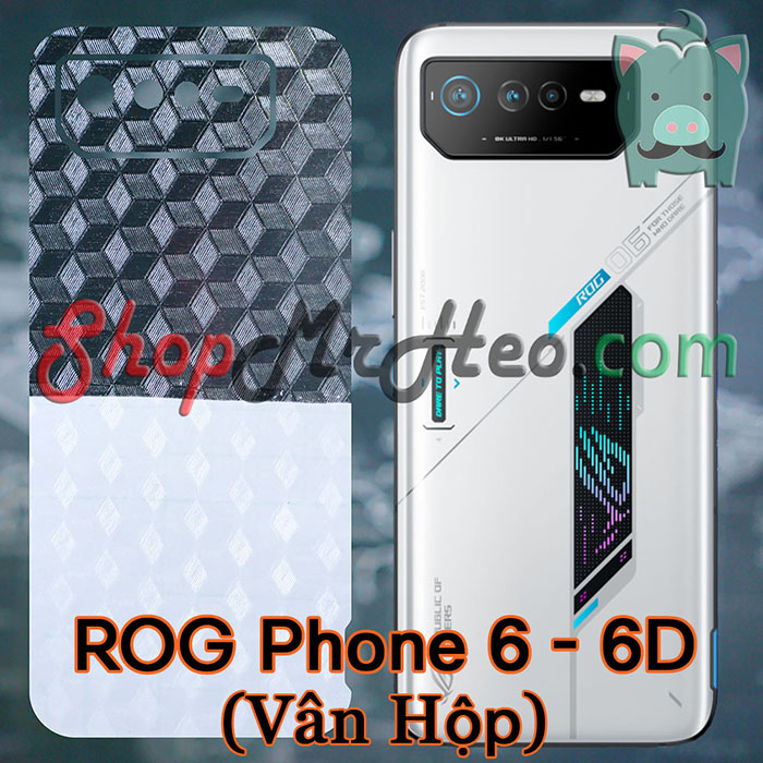 Skin Dán Mặt Sau Lưng ROG Phone 6 - ROG 6 - ROG Phone 6D - ROG 6D (Carbon, Hình Hộp, Nhám, Vân Da, Nhôm Xước)