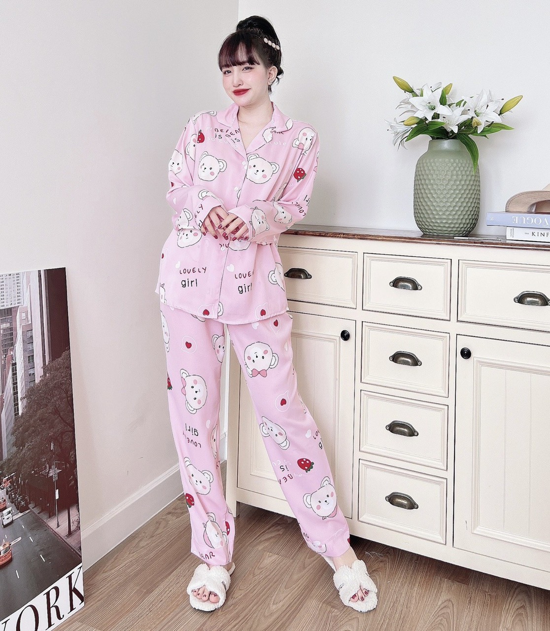 Đồ bộ nữ bigsize quần dài tay dài mặc nhà chất lụa mango mặc  mùa hè mềm mát
