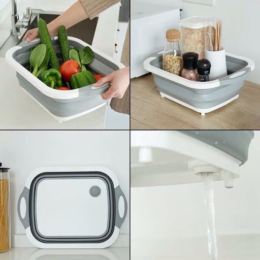 [HCM]Chậu rửa gấp gọn kèm thớt đa năng