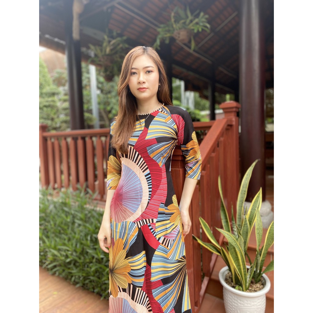 [HCM]Áo dài truyền thống lụa pháo hoa ( áo kèm quần ) sản phẩm tốt với chất lượng độ bền cao và được cam kết sản phẩm y như hình