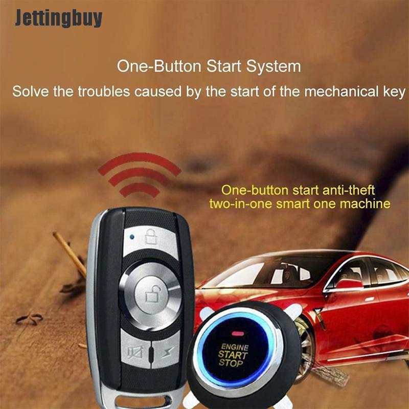 Jettingbuy 12V Push Button Car Engine Start Stop System Kit For Auto Keyless Entry Alarm