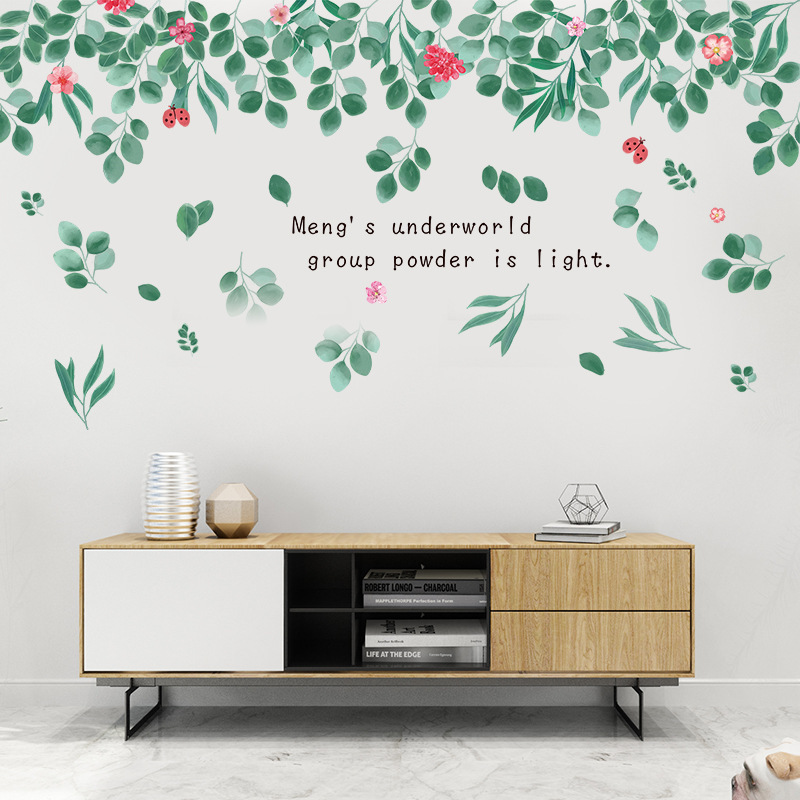 Decal dán tường tán lá hoa hồng XL8390